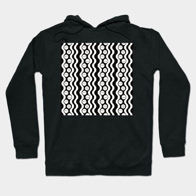 Wavy Lines Emojis Pattern Hoodie by Suneldesigns